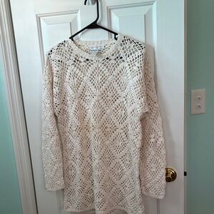 Women's Cream Crochet Sweater